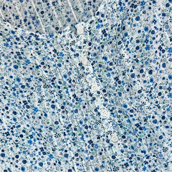 Mossimo | Blue Floral Cotton Blouse M – Cottagecore Boho Spring Top 🌿💙 - Picture 8 of 13